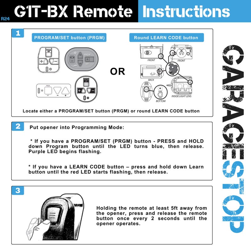 GARAGE STOP 2X for G1T-BX, 38501R Genie Intellicode Garage Door Remote, 1-Button Genie Garage Door Opener Remote Replacement, Auto-Seek Dual Frequency (315/390 MHz) - Image 3